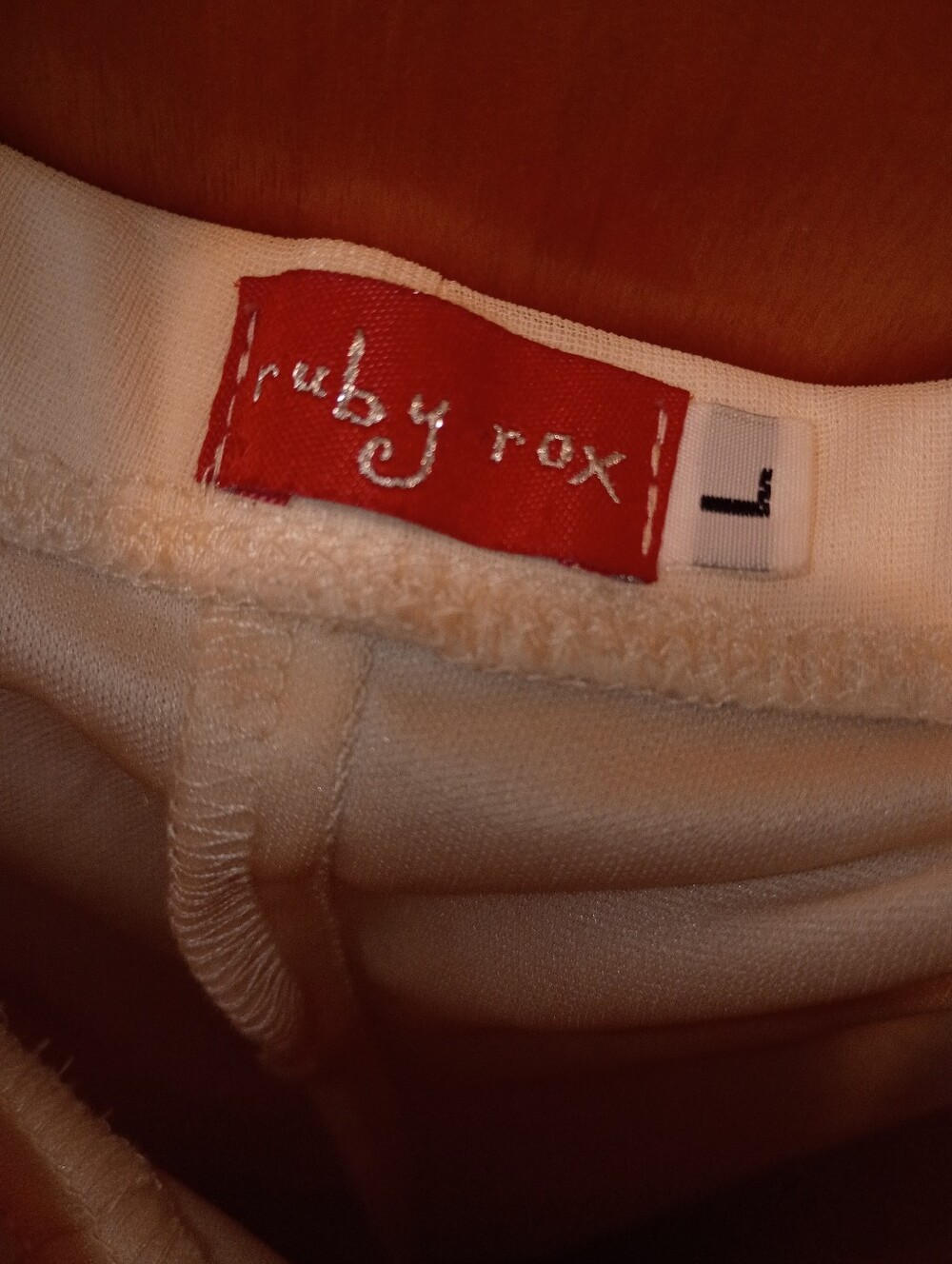 Ruby Rox Cream Top with Red Logo Tag - Picture 3 of 3